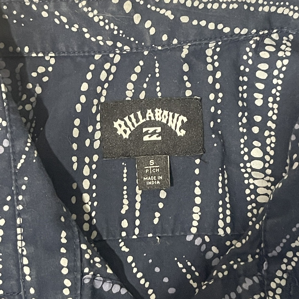 Billabong Sundays Mini Abstract Short Sleeve Button Down Navy Blue Mens Small - Picture 5 of 7